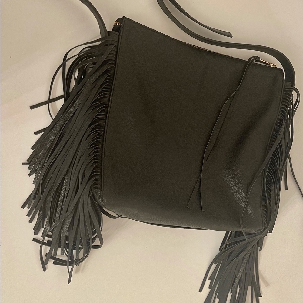 Black Fringe Cross Body Bag